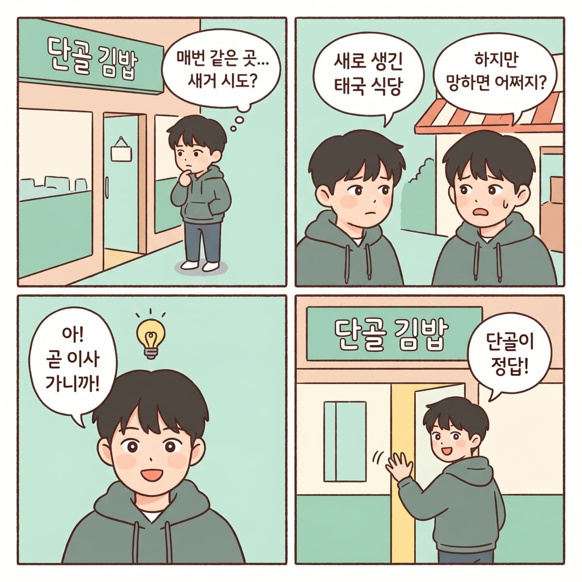 단골 김밥집 vs 새 태국식당 — 답은 '얼마나 더 머물 건지'에 달려 있다.