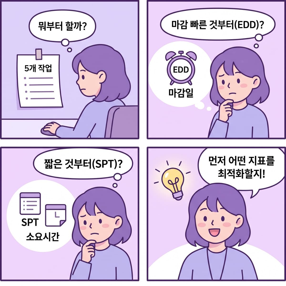 할 일 5개 앞에서 — 마감? 짧은 것부터? 무엇을 최적화하느냐가 답을 바꾼다.