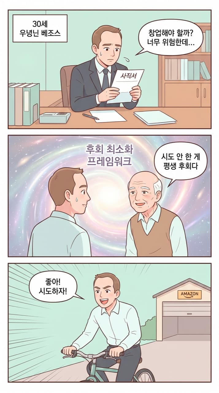 베조스의 후회 최소화 — 80세의 나로 시간여행해서 결정하라.